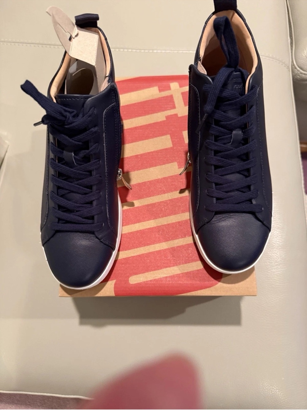 FitFlop Navy Low-Top Leather Sneakers